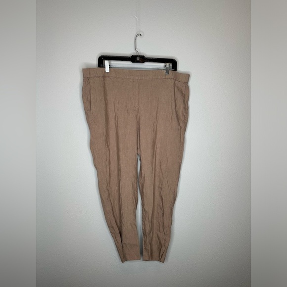 J.Jill Women's Linen Stretch Crop Pull On Pants tan XL - Picture 1 of 4